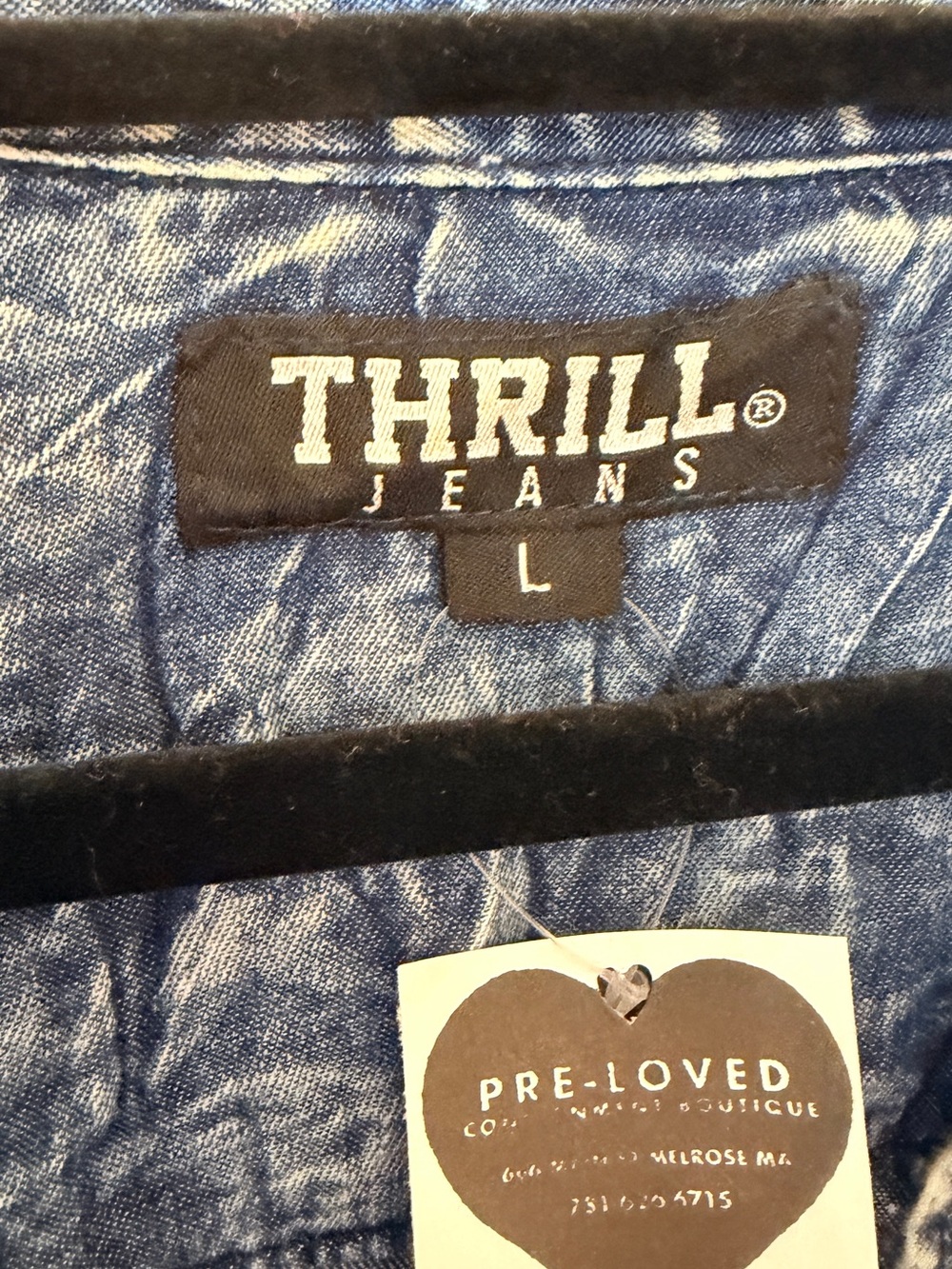 Thrill Crinkled Acid-Wash Denim Shirt Dress in Blue - Picture 5 of 5